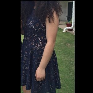 Navy Blue Floral Dress